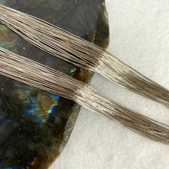 VTG Sterling Silver 925 Beaded Liquid Silver Multi Strand Layered Necklace 20.5" - Picture 11 of 16